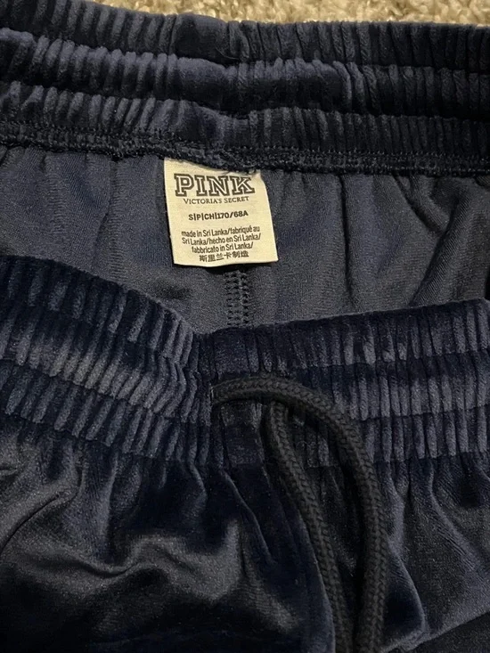 VS Pink Velvet Hoodie & 2 pairs of Lounge Pants Set in Navy and Forest Green - Picture 4 of 11